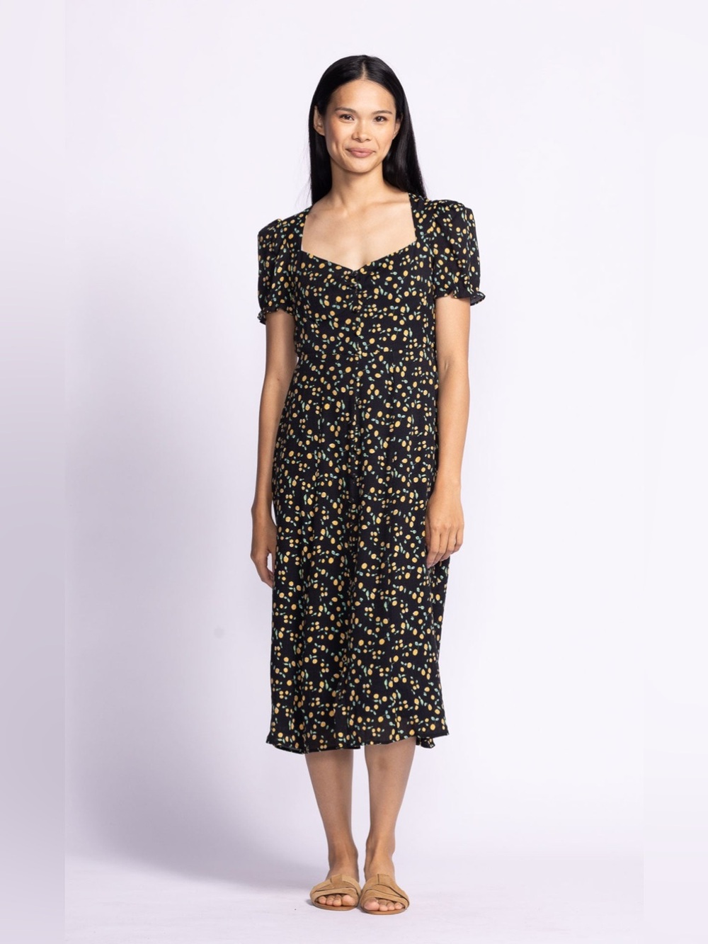 Pink Martini Lala Black with Lemon Print Dress - XS